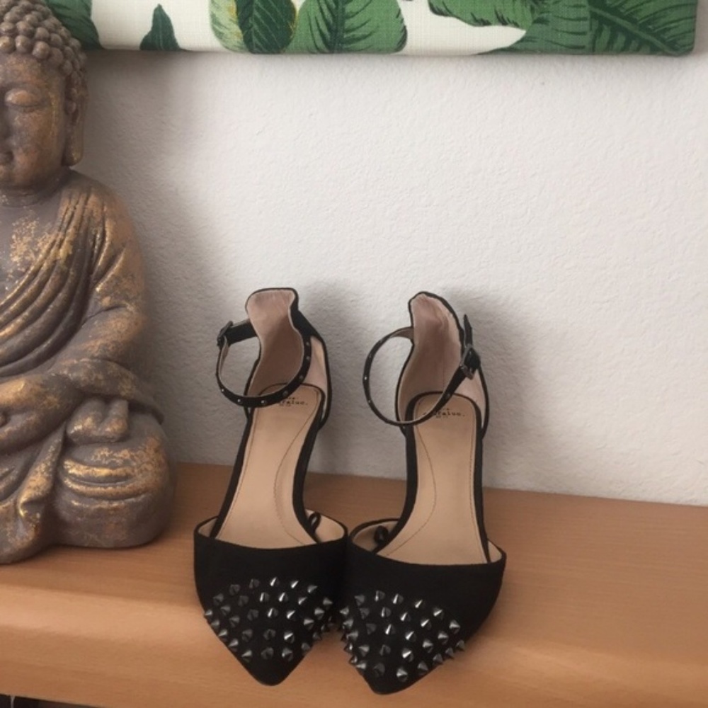 ZARA black studded kitten heels, size 37